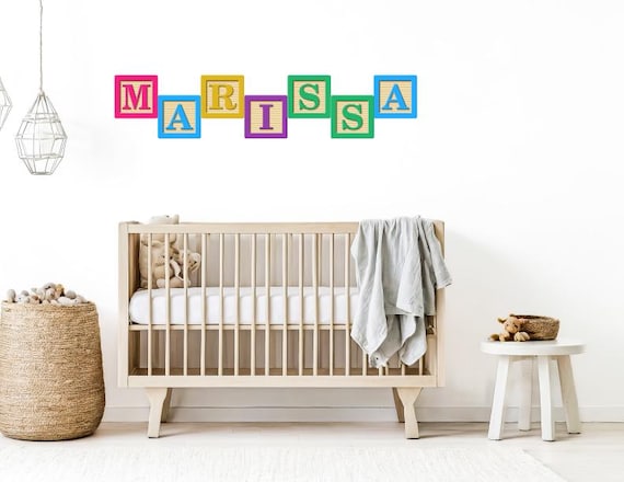 Pastel Baby Block Name Decal Set: Easy-Apply Renter Friendly Wall Art
