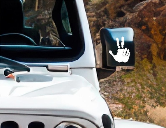 Custom Set of 2 Hand Wave Decals for Side Mirrors- Wave decal - Hand Print Mirror Decal