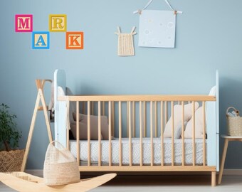 Personalized Baby Shower Gift: Custom Name Block Peel & Stick Decals