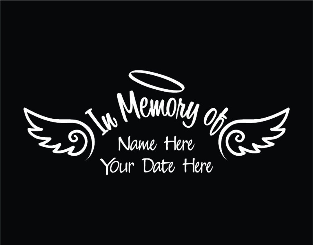 In Memory of Decal Car Custom Window Vinyl Sticker With Angel Wings, in