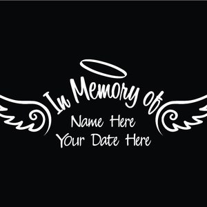 In Memory of Decal Car Custom Window Vinyl Sticker with Angel Wings, In Loving Memory, Memorial Decal, In Memory Decal, Memorial Car Decal