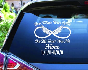 Personalized Vinyl Custom Decal, Adhesive Durable Vinyl Decal, Memorial Infinity Memory Sticker