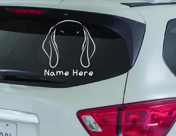 Custom Dog Ear Drawing Vinyl Decal, Personalized Pet Ear Sticker, Create Your Own Pet Name Car Custom Vinyl Decal
