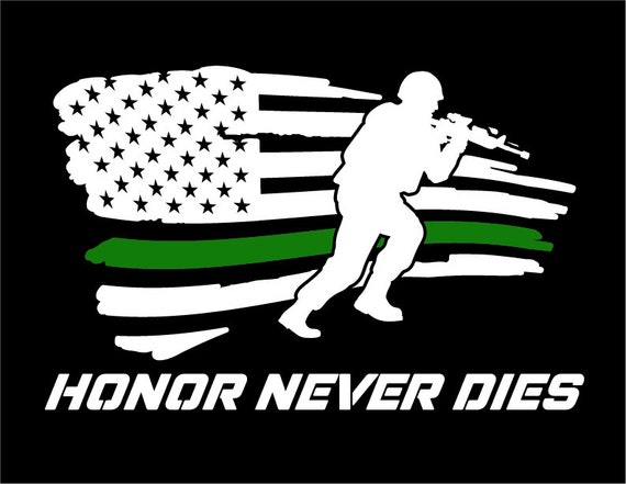 Military Car Window Vinyl Decal American Flag Thin Green Line Army Navy Marine Air Force Coast Guard Veteran