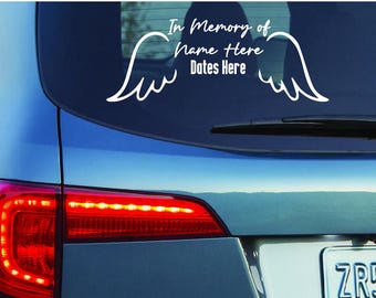 Custom In Loving Memory Truck Sticker – Angel Wings, Custom Name, Sympathy Gift