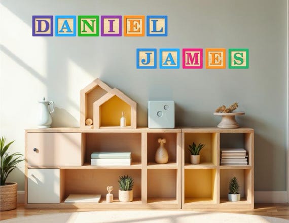 DIY Nursery Name Block Decal Kit: Damage-Free Wall Art for Apartments