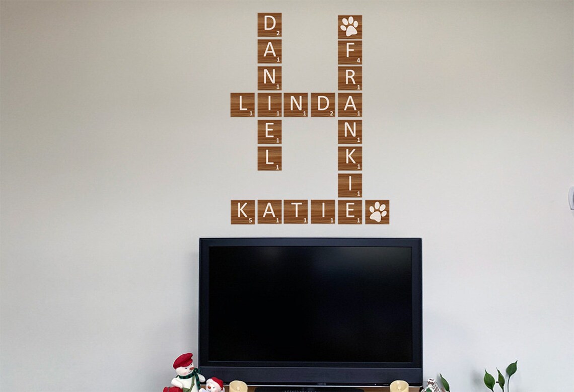 Custom Scrabble Tiles Living Room Decor Wall Decal Etsy