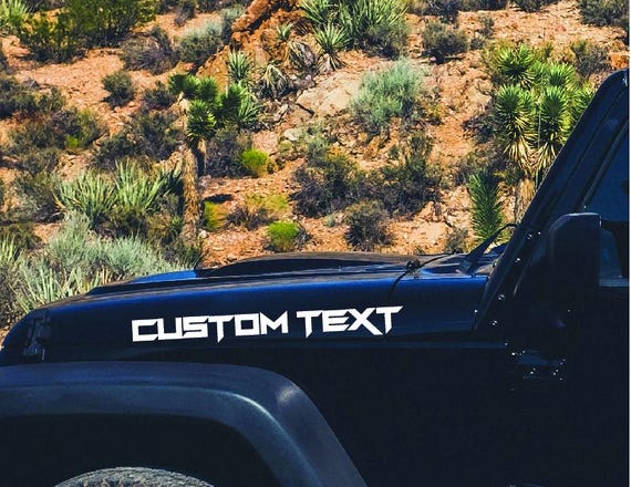 Hood Vinyl Name Decals Customized Set of Two, Fully Customized Hood Sticker Accessories, Personalized Vinyl Custom Lettering Hood Stickers