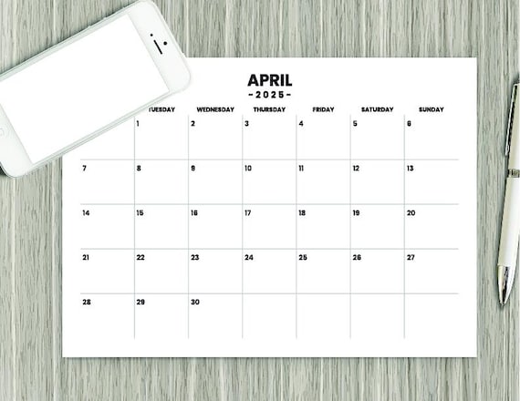 2025 Printable Monthly Blank Calendar, Simple 8.5x11 Monthly Planner Calendar, 12 Month 2025 PDF Download Printable Calendars