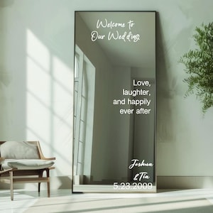 Custom Welcome Wedding Mirror Decal, Personalized Wedding Reception Sign, Selfie Mirror Reception Sticker, Customizable Mirror Window Sign