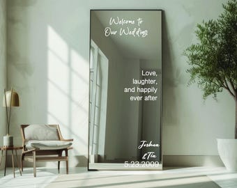 Custom Personalized Wedding Mirror Decals - Name Vinyl Stickers for Bathroom Wall Decor Gift