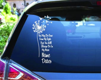 In Memory Dandelion Car Decal, Memorial Gift