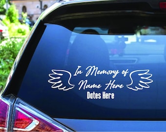 Memorial Angel Wings Car Decal: Custom In Memory Sticker