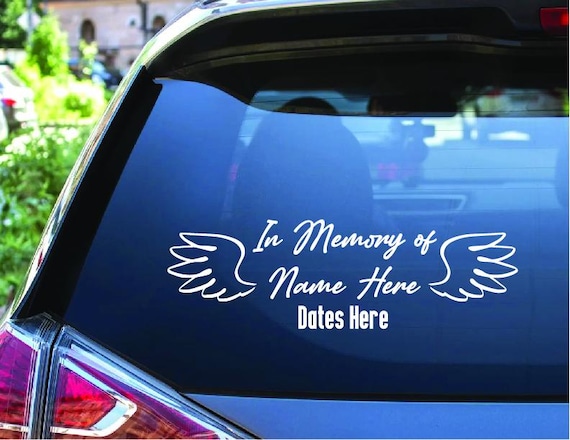 In Memory of Decal, Memorial Angel Wings Custom Car Vinyl Decals, In Loving Memory Sticker 1