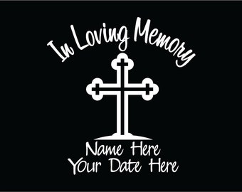 In Loving Memory of Decal Vinyl Sticker Cross