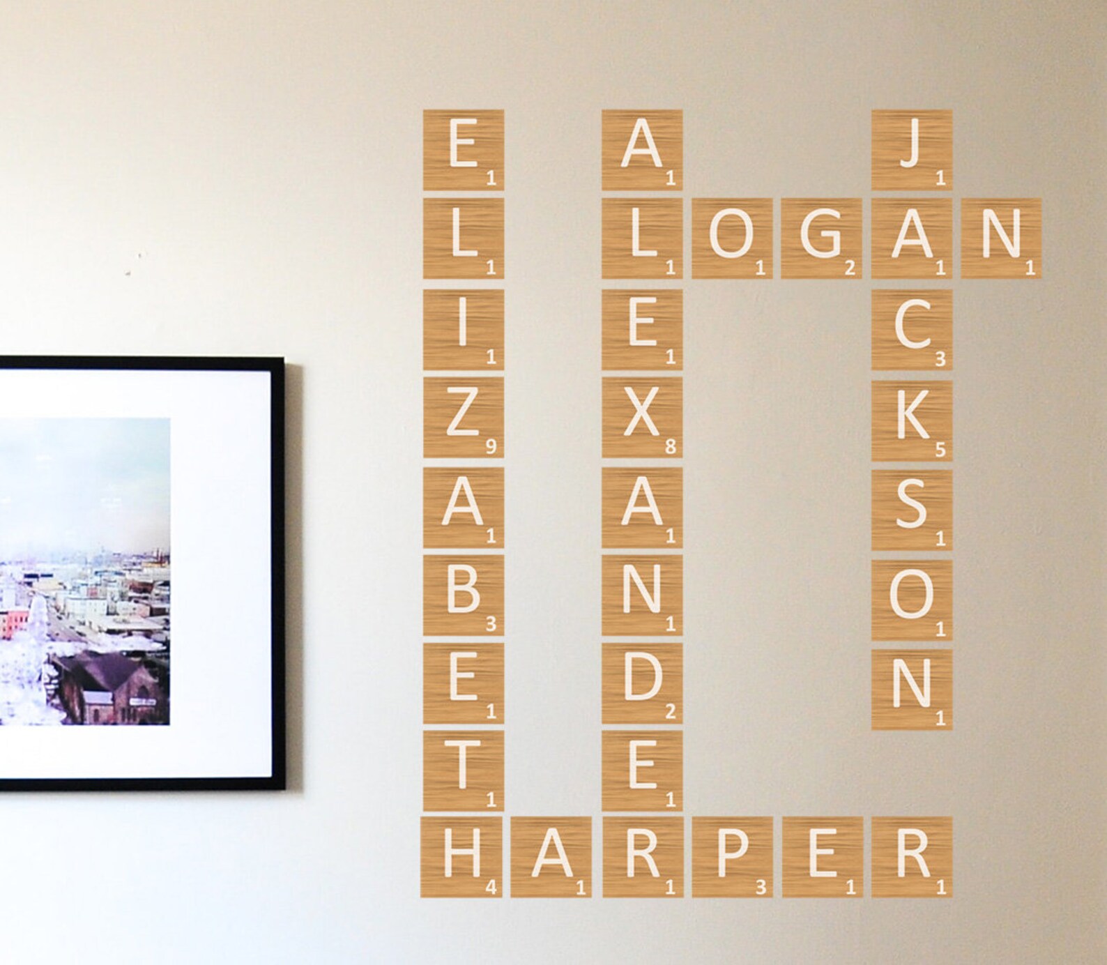 Custom Scrabble Tiles Living Room Decor Wall Decal Etsy