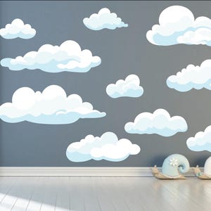 Cloud Wall Decal Sets, Bedroom Playroom Nursery or Classroom Cloud Wall Stickers , Reusable Peel and Stick Large Kids Room Decor Decorations