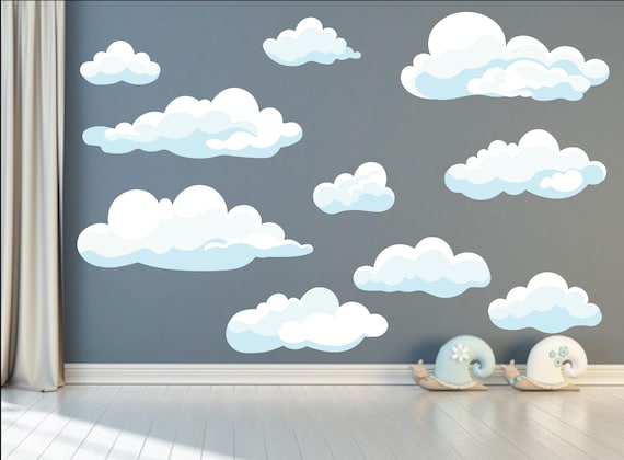 Cloud Wall Decal Sets, Bedroom Playroom Nursery or Classroom Cloud Wall Stickers , Reusable Peel and Stick Large Kids Room Decor Decorations