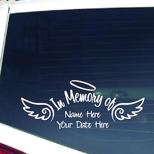 Custom In Loving Memory Window Decal – Personalized Angel Wings, Pet Memorial