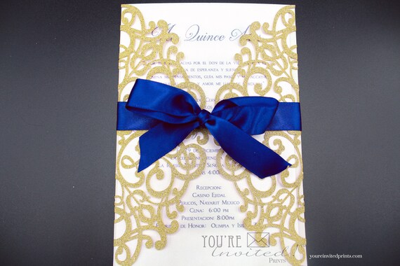 blue and gold quinceanera