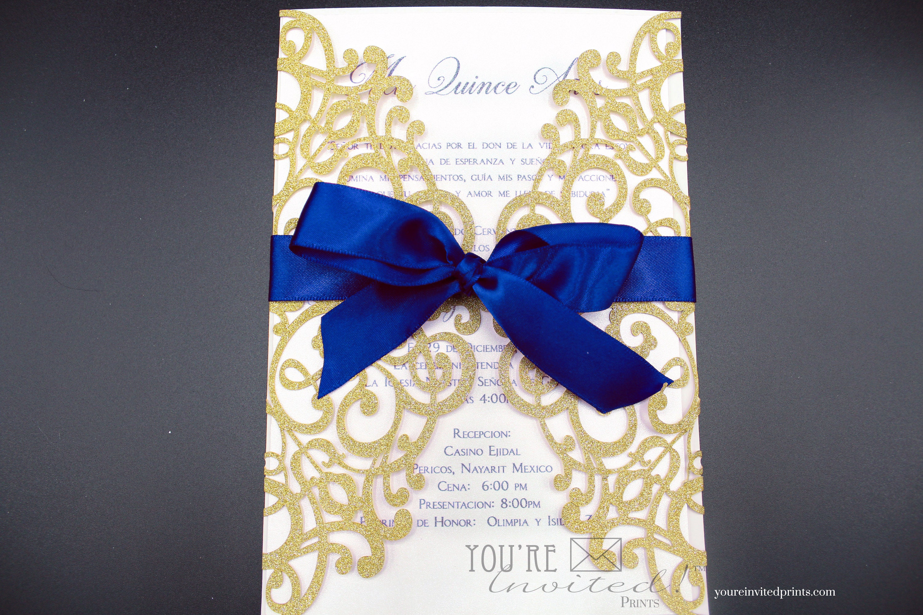 Customizable Gold Glittery Bridal Shower and Quinceanera Invitations L –  Amazepaperie