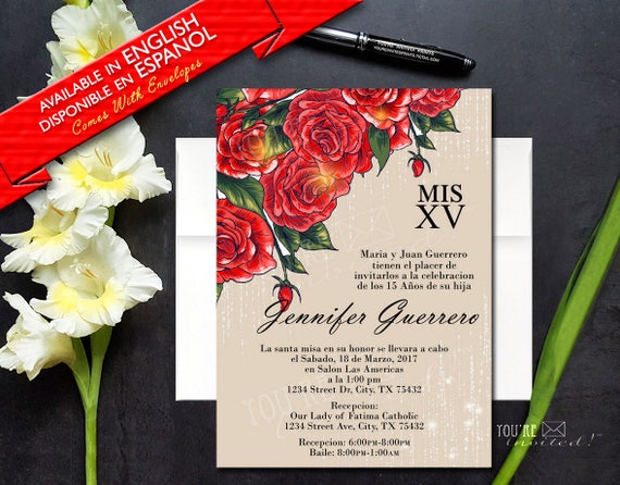 Elegante invitación Rosas Rojas xv Invitación Elegante Rosa - Etsy México Elegante invitación Rosas Rojas xv Invitación Elegante Rosa - Etsy México