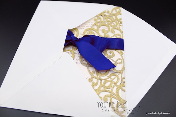 Blue & Gold Royalty Theme Invitations 5 x 7 Cardstock 100# – KMPrintSA