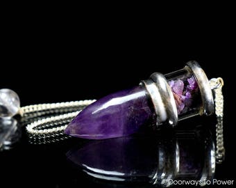Amethyst & Sugilite Violet Flame Crystal pendulum .925 SS A ++ Top Quality Chakra Healing Balancing, Answers, Divination, Dowsing