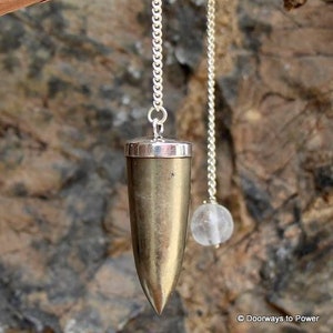 Golden Pyrite Crystal Pendulum Dowsing .925 Sterling Silver  &#39;Manifestation & Abundance&#39;