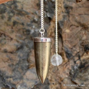 Golden Pyrite Crystal Pendulum Dowsing .925 Sterling Silver  'Manifestation & Abundance'