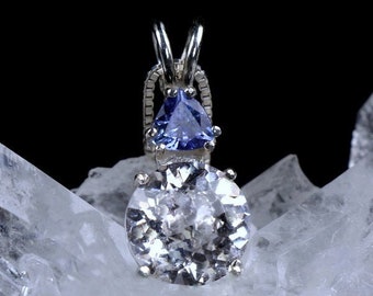 Danburite & Tanzanite Mini Radiant Heart Crystal Pendant