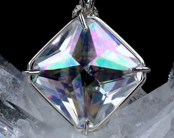 Angel Aura Quartz Magician Stone Crystal Pendant Necklace
