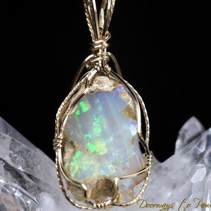 Mystical Opal Meditative Light Crystal Pendant 14k