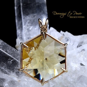 Exquisite Citrine Flower of Life Crystal Pendant in 14k Gold