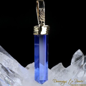 Siberian Blue Quartz Light Language Pendant 22k
