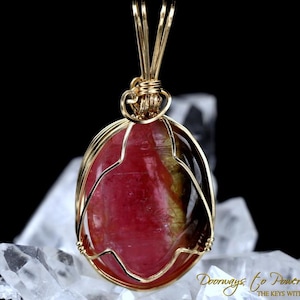 Atemberaubender Wassermelonenturmalin Kristall Anhänger 14k Gold