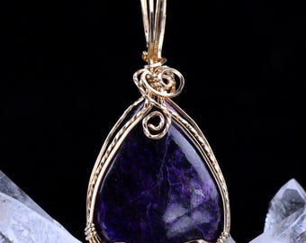 Sugilite Crystal Pendant 14k 'Beacon of Light'