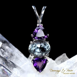 Aqua Serenity Monatomic Andara Pendant with Amethyst SS