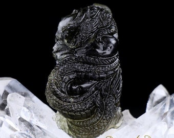 Moldavite Tektite Dragon Crystal Carving 'Museum Quality' Ultra Rare & Powerful Year of the Dragon