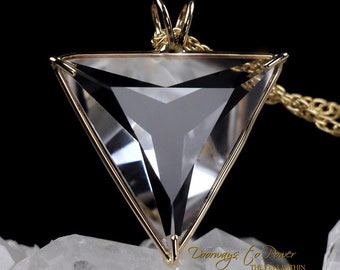Helderkwarts hanger met engelachtige ster, 14k