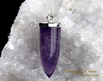 Péndulo de cristal de amatista y plata de ley