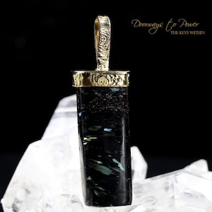 Nuummite Light Language Crystal Pendant ™ 22k Gold   Ultra Rare RESERVED