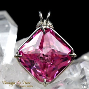 Pink Garnet Magician Stone Crystal Pendant Sterling Silver