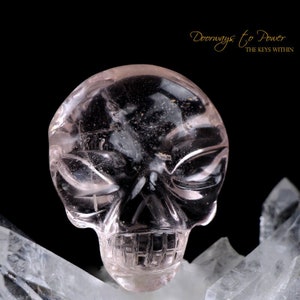 Leandro De Souza Morganite Hand Carved ET Crystal Skull Meditation Crystal