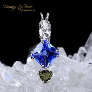Danburite Moldavite Stone Siberian Blue Quartz Crystal Necklace Magician Stone Pendant A+++