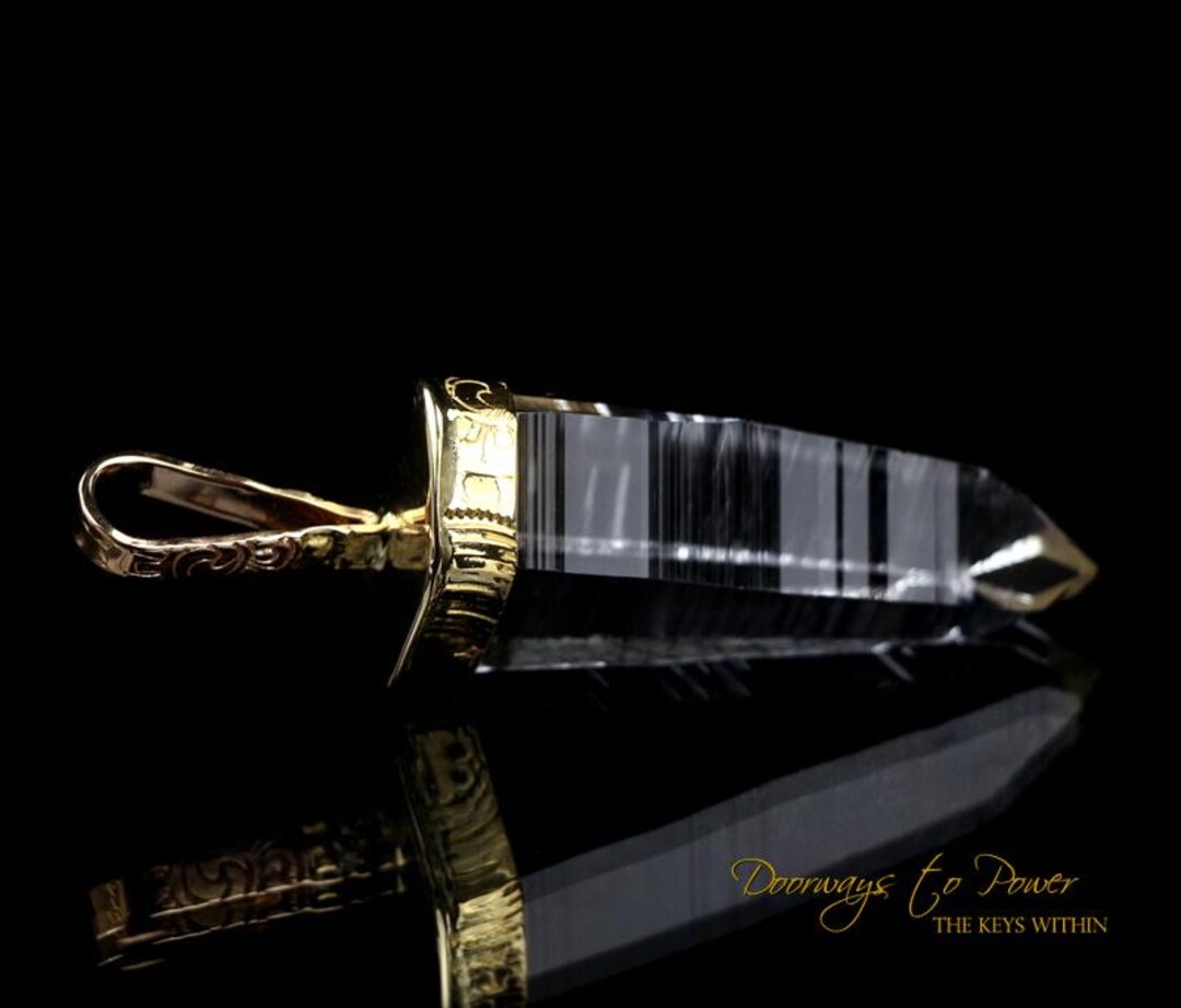 Lemurian Light Language Crystal Pendant 22k Ultra Rare - Etsy