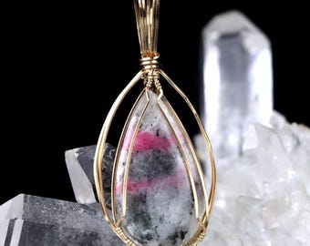 Tugtupite Crystal Pendant 14k