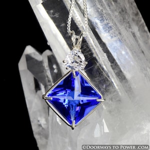 Siberian Blue Quartz & Danburite Magician Stone Crystal Pendant Necklace