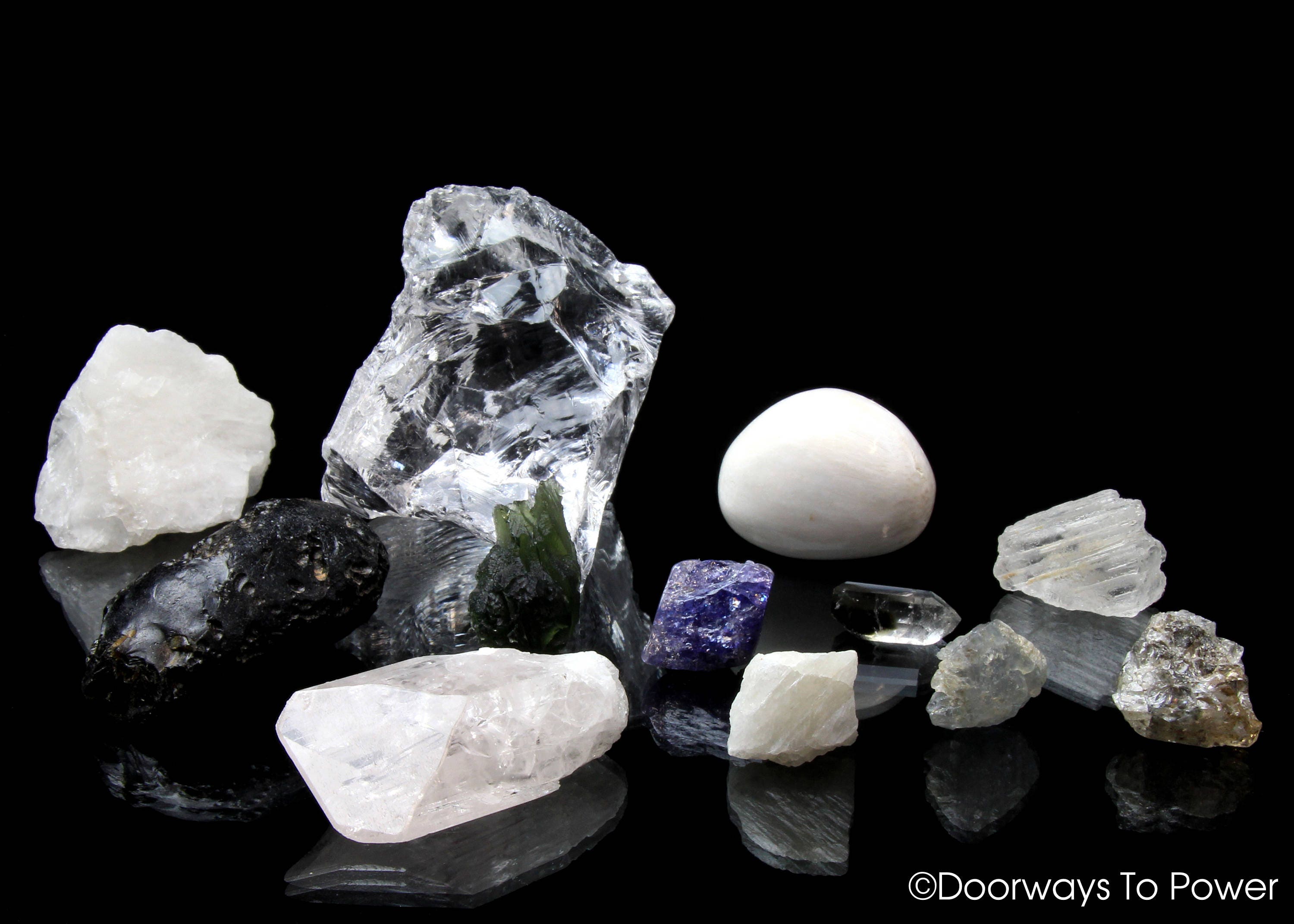 Synergy 12 Stones Complete Set Rare for High Frequency Healers Phenakite Moldavite Natrolite Petalite Danburite Azezulite
