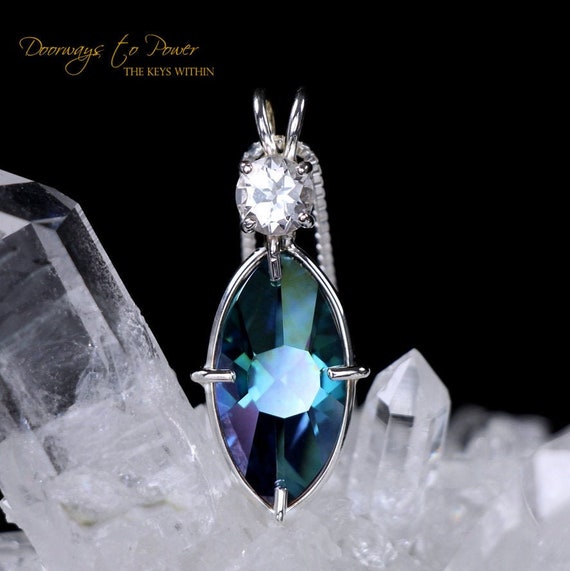Aqua Aura Quartz Crystal Necklace, Aura Quartz Point, Pure Copper, Blue  Stone, Aura Quartz Pendant, Aqua Aura Quartz Jewelry, Gift for Her - Etsy
